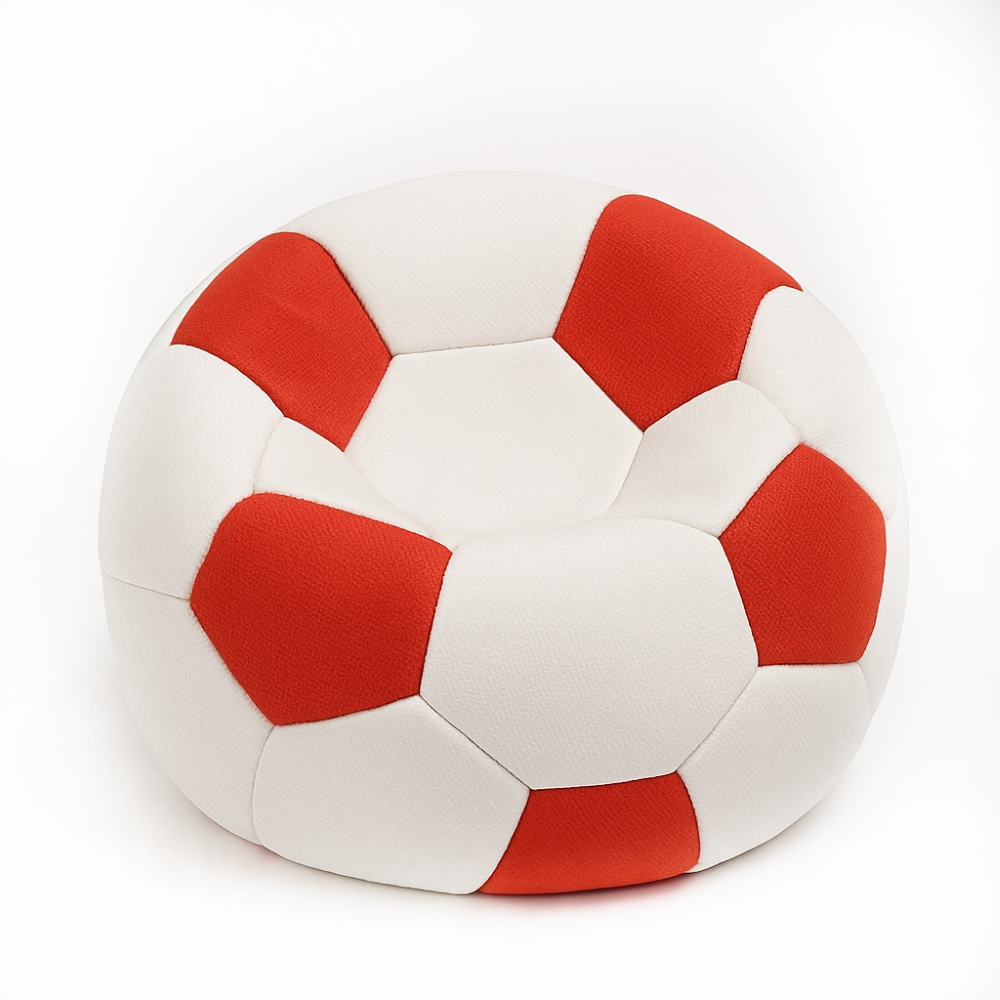 EMI focilabda mintás fehér-piros műbőr babzsákfotel